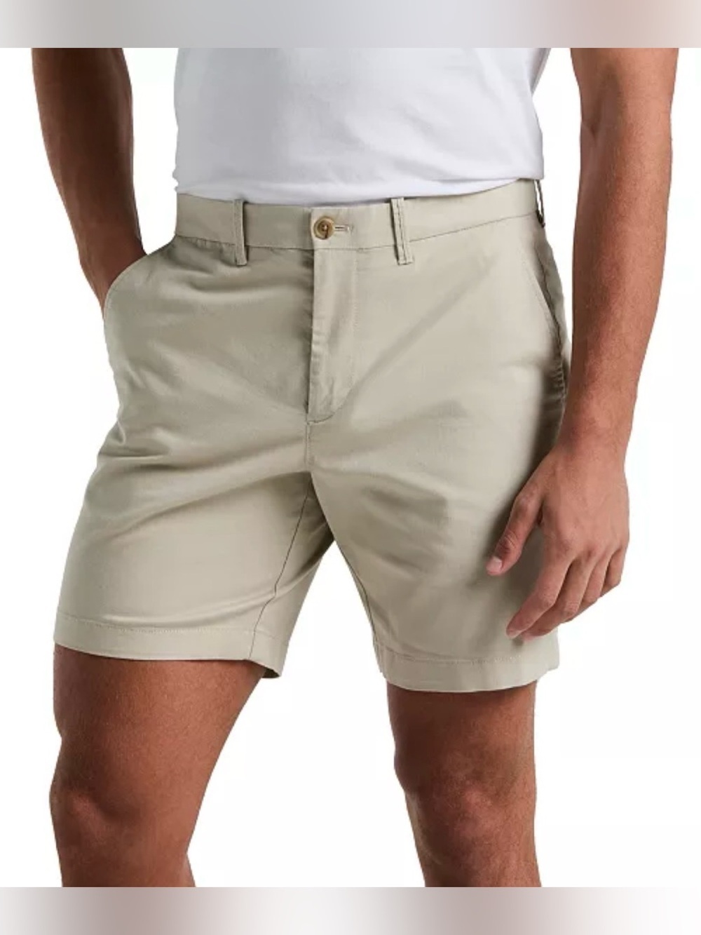 Original Penguin Men's Slim Fit Chino Shorts in Light Khaki 8”